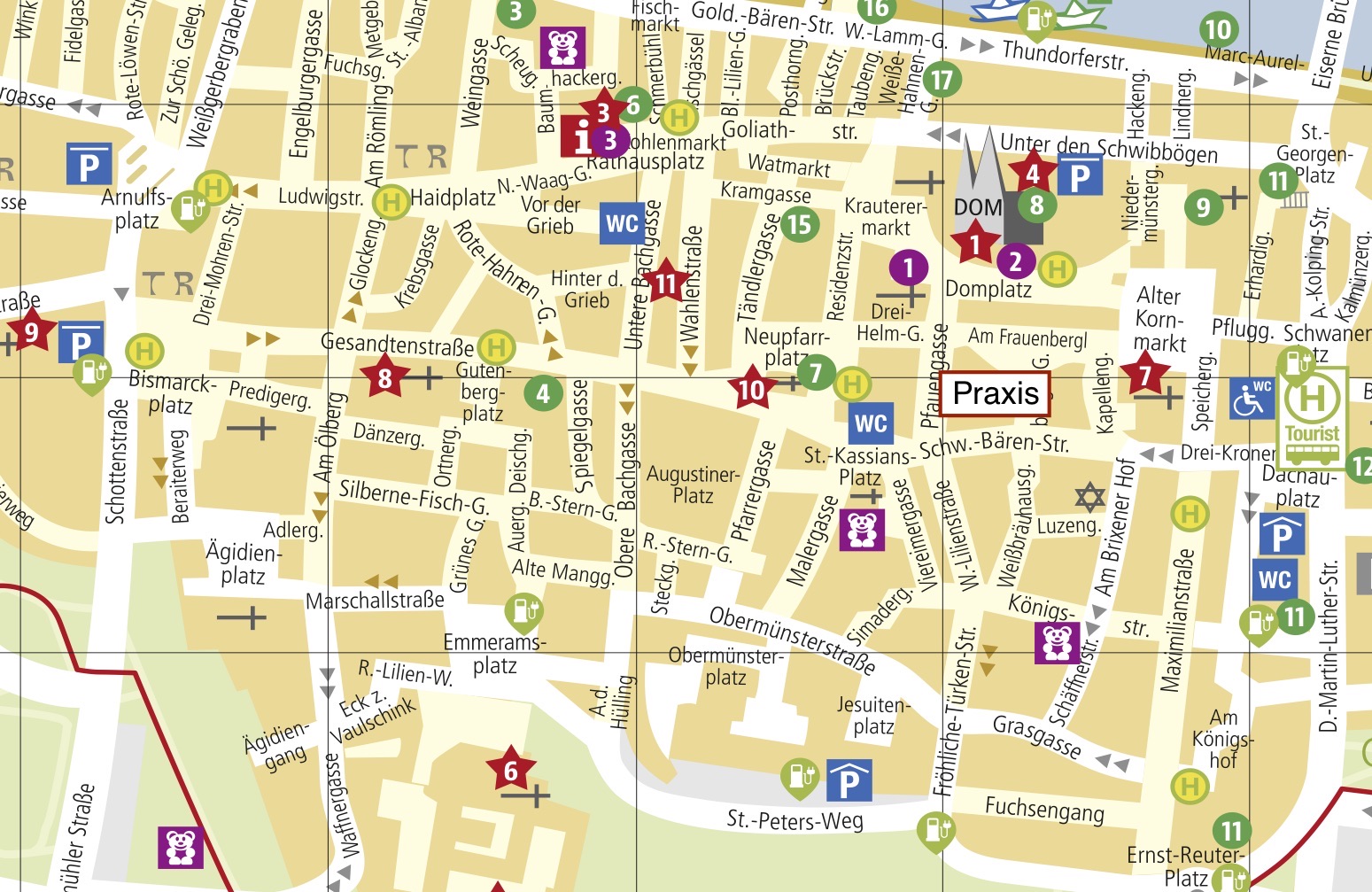 Stadtplan Regensburg zur Orientierung in der Nähe der Praxis
